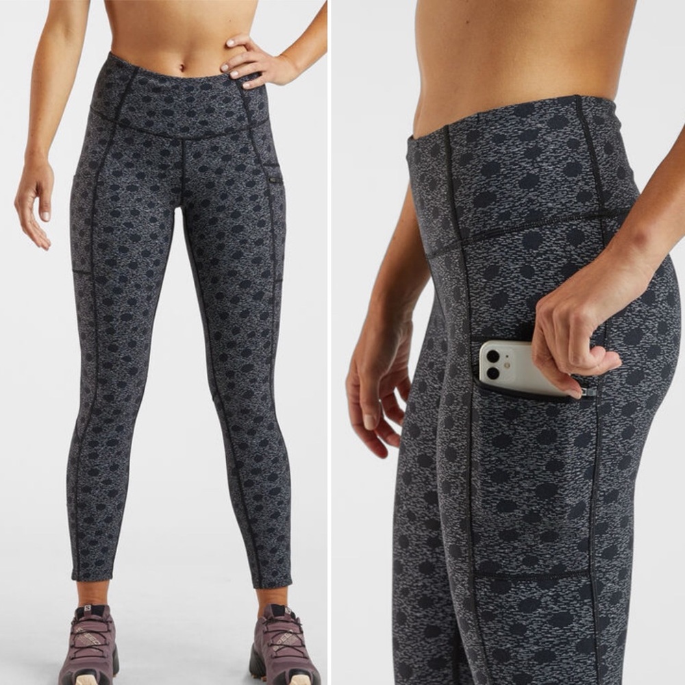 Title Nine Decathlon Legging Tight Pant Camo Dots Mid-Rise Reflective Active Med